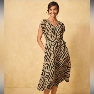 Talbots STRIKING ZEBRA MIDI SHIRTDRESS